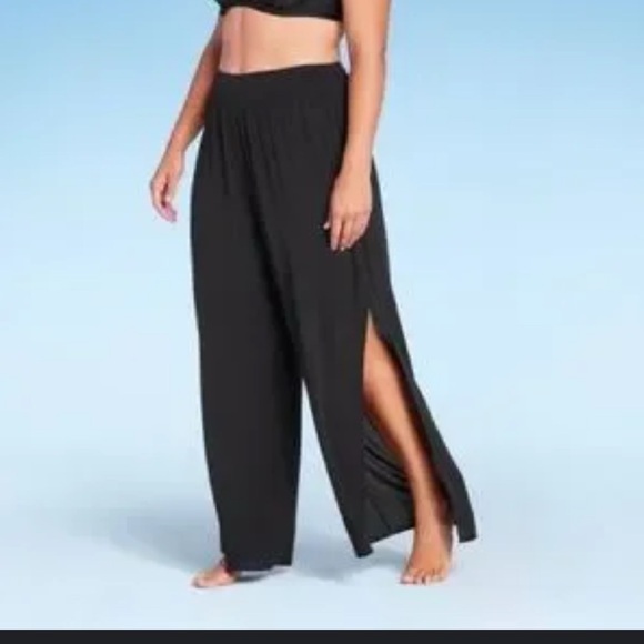 Kona Sol Other - Kona Sol Smocked Waist Side Slit Cover Up Black pants size small